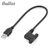 lballist USB 2.0 Extension Cable Male to 90degree Angel Female With Screw Panel Mount Foil Braided Shielded 30cm 50cm