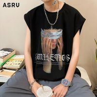 ASRV เสื้อกล้ามเสื้อยืดแขนกุดผู้ชายผ้าฝ้ายสีดำแนวย้อนยุคเทรนด์กีฬาฤดูร้อนของผู้ชาย