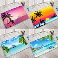 Sunset Ocean Beach Landscape Bathroom Bath Mats Green Palm Tree Dolphin Tropical Plants Printed Bedroom Kitchen Non-Slip Car