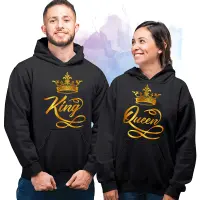 Fashion Couple Sportwear Set KING or QUEEN Printed Hooded Suits 2PCS Set Couples Design Streetwear Hoodie and Pants S-4XL