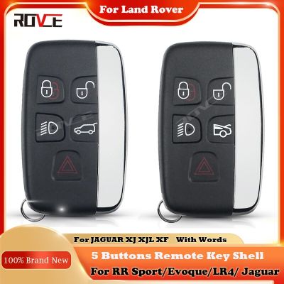 ROVCE 5ปุ่มซองใส่กุญแจรถรีโมทด้วยคำสำหรับ Range Rover Sport /Evoque/LR4 /Freelander สำหรับรถจากัวร์ XJ XJL XF Smart Key