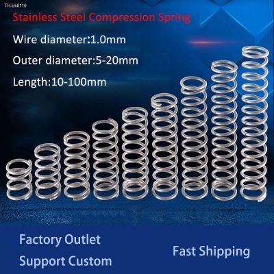 ஐ 10pcs 1.0mm 304 Stainless Steel Compression Spring SUS Compressed Spring Wire Diameter 1.0mm Y-Type Rotor Return Spring