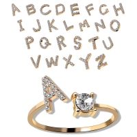 【YF】❇►✆  Fashion 26 Initial Rings Gold Color Alphabet Cuff Adjustable Lovers Jewelry