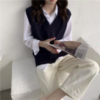 [Nowship2h] Vintage plain wool vest Uni V-neck sleeveless sweater autumn winter fashion - code TA004