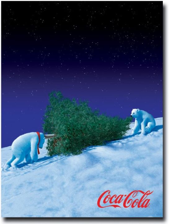หมีโพล่าด้วยศิลปะบนผืนผ้าใบสำหรับติดกำแพงต้นคริสต์มาส