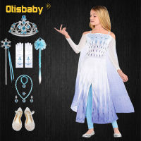 Snow Queen 2 Summer Girls Dress Leggings Clothing Set White Shoulderless Party Dresses Kids Halloween Costume Fantasia