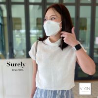 VIRIN Clothing เสื้อผ้าแฟชั่น เสื้อลินิน รุ่น Surely Linen ไซส์ XS (36") S (38") M (40") L (42") XL (44") คอตั้งถ่วง แขนสั้น สีพื้น ผ้าลินิน แท้ 100% งานไทย