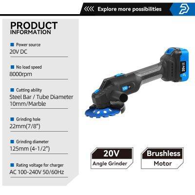Mesin Potong Listrik โลหะเครื่องโม่หินอ่อนขนาด125มม. 20V แบบไม่มีแปรงถ่านมืออาชีพทรงพลัง