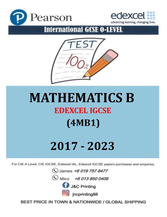 EDEXCEL IGCSE MATHEMATICS B-4MB1 2017-2023(PAPER 1,2) | Lazada