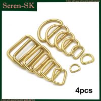 4pcs Belt Buckle Brass D Ring Wire Formed Rectangle Ring Loops for Webbing Leather Craft Bag Strap Garment Luggage Purse DIY Belts