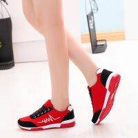 ☬ Women 39;s Red Black Wedge Sneakers - Wedge Shoes Woman New Mesh Luxury Lace-up Red - Aliexpress