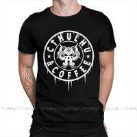 Fashion Lovecraft Men Clothing Cthulhu And Coffee T-Shirt Summer O Neck Shirt Short Sleeve Plus Size