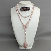 45 Multi Color potato freshwater Pearl Rose Gold color Plated Connector Necklace sweater chain necklace