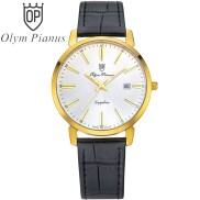Đồng hồ nam dây da mặt kính sapphire chống xước Olym Pianus OP130-03MK