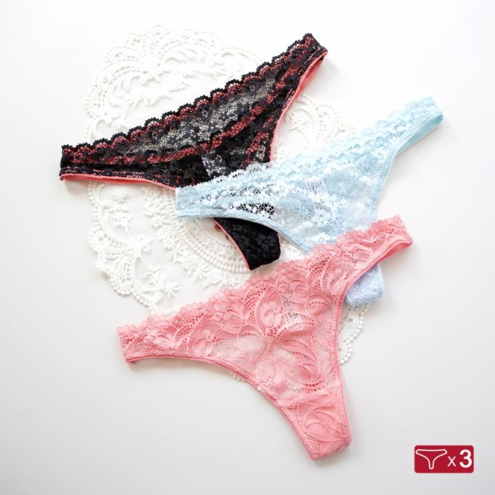 Cheap 3pcs/ lot Sexy Lace Underwear for Women's T Panties Low Waisted Lace  Seamless Large Size Thong