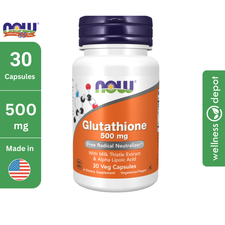 Now Glutathione with Milk Thistle Extract and Alpha Lipoic Acid / 500mg