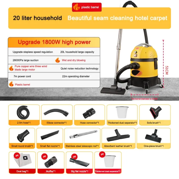 1800W Vacuum Cleaner Big Suction Home Vacuum Cleaner Powerful
