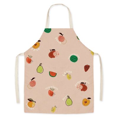 Home Cake Fruits Pattern Printed Kitchen Apron for Woman Sleeveless Linen Aprons for Cooking Home Cleaning Tool Aprons for Women