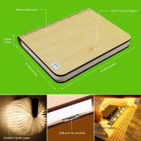 New LED Wood Turning Books And Leather Rope Nightlight USB rechargeable LED folding lamp book creative