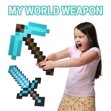 Diamond, diamond Sword, foam Weapon, pickaxe, Shovel, axe, foam, video  games, Minecraft, Sword