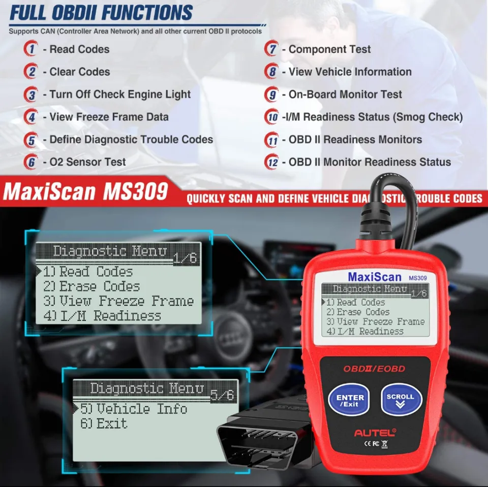 OBD2 Scanner Check Engine Fault Code Reader, Read Codes Clear Codes, View  Freeze Frame Data, I/M Readiness Smog Check CAN Diagnostic Scan Tool,  Universal 