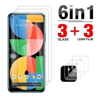 (Hulux electron) 6in1เต็มฝาครอบกระจกนิรภัยป้องกันสำหรับ Google Pixel 5a 5กรัมหน้าจอกล้องเลนส์ป้องกันแว่นตาสำหรับ Google Pixel 5a ฟิล์ม