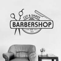 [COD] Barbershop Logo Wall Decal Personalised Custom Years Decals Man Haircut Beard Sticker Shopwindow Hot LC1369