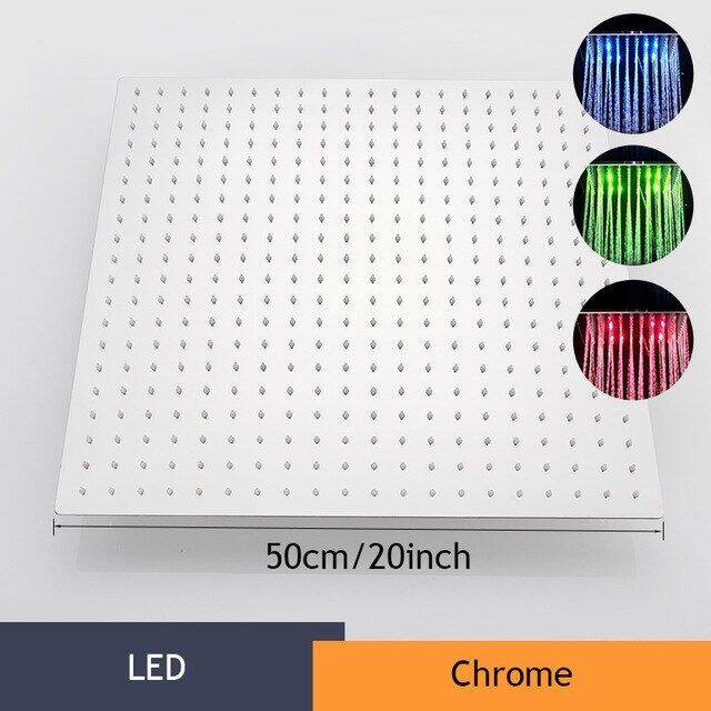 Chrome Finished 20 Inch Square Rainfall Shower Head Ceiling Mounted Bathroom Shower Head With 4