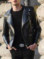 Mauroicardi Spring Autumn Short Fitted Cool Black Faux Leather Biker Jacket Men Zipper Long Sleeve Plus Size Clothing 4xl 5xl