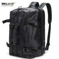 Mens PU Leather Backpack Male Large Capacity Travel Shoulder Bags Laptop Bag School College Rucksack Portable Handbags XA928ZC