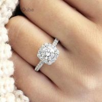 Silver Color Inlaid Square Zircon crystals Rings For Women Engagement Wedding Gift