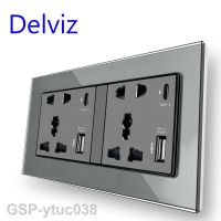 2023ytuc038 Delviz Type C เต้ารับ USB ติดผนังช่องเสียบ Panel2A พอร์ต18W ชาร์จไฟได้อย่างรวดเร็ว