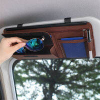 HotCar Sun Visor Organizer แว่นตากรณีกระเป๋าเก็บหมายเหตุผู้ถือรถหนังซิปการ์ดถือรถ Organizers และ Storage