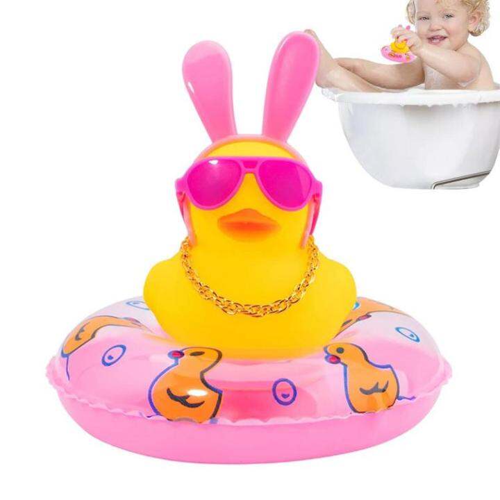 car-duck-squeak-rubber-ducks-car-ornaments-car-dashboard-duck-decoration-with-headband-swim-ring-necklace-sunglasses-for-car-dashboard-home-table-ideal