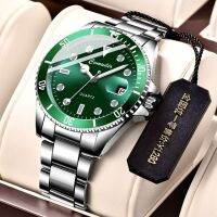 ⌚นาฬิกาผีสีเขียวนาฬิกาควอตซ์แฟชั่นลำลองทหารแนวสปอร์ตนาฬิกาข้อมือผู้ชายหรูหรากันน้ำ