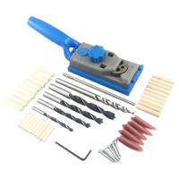 Woodworking Pocket Hole Jig Kit Set 9.5Mm Drill Guide Sleeve Wood Drilling Flexible Use Scale Marking Glass For Hole Puncher Carpentry Woodworking Tools