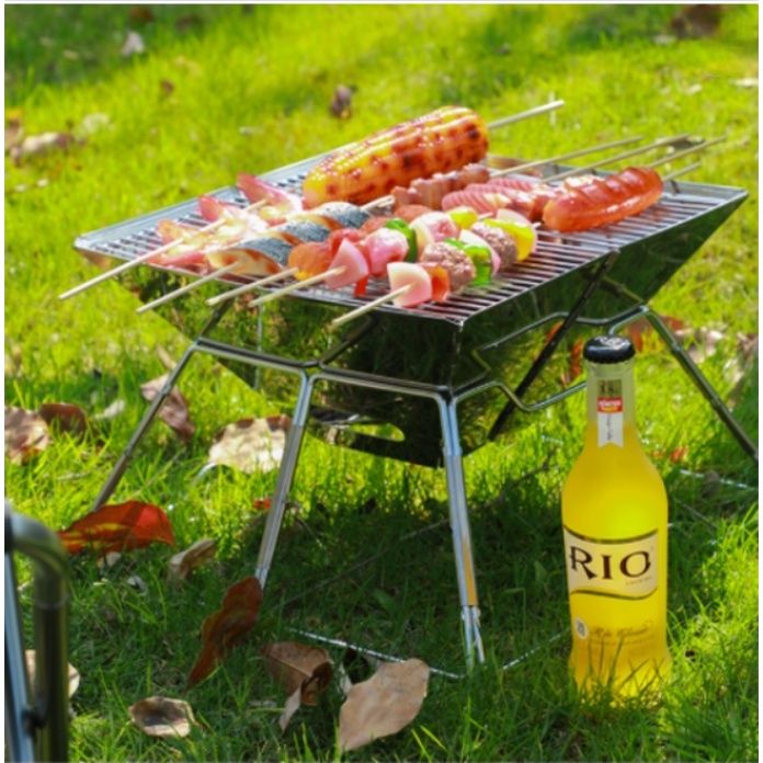 Outdoor Stainless Steel Portable Travel Folding Barbecue BBQ Charcoal ...