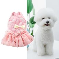 Dog Puppy Clothes Pet Princess Dress Sleeveless Ruffle Rose Pattern Bowknot Chiffon Cute Spring Summer Small Pet Supplies Dresses