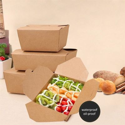 [HOT LZLIOGWOHIOWO 537] กล่องอาหารกลางวันกระดาษนำออกภาชนะบรรจุอาหารคราฟท์อาหารกระดาษแข็งทิ้งรีไซเคิลรั่วจาระบีเตรียม