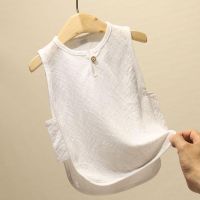 Childrens wear children with thin section ramie cotton vest baby boy sleev童装儿童装薄款麻棉背心男童无袖宝宝婴儿宽松中小童休闲上衣潮Dd824z