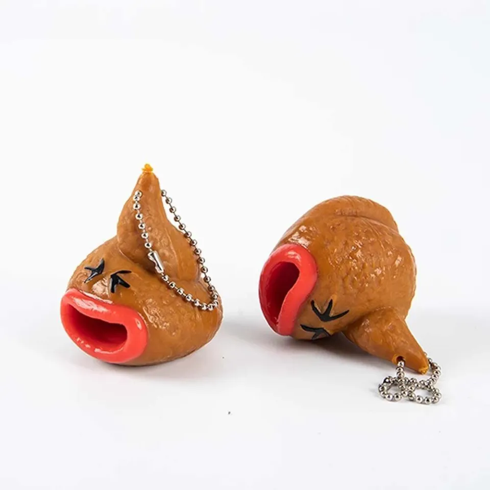 Funny Poop Keychain Squishy Toy Pop Out Tongues Novelty Fun Tricky Prank  Squeeze Antistress Fidget Toy for Adults Children