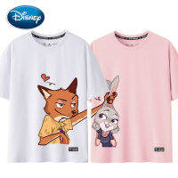 T-Shirt Chic Fashion Zootopia Rabbit Fox Cartoon O-Neck Women T-Shirt Uni Couples Cotton Tee Short Sleeve Tops 8 Color