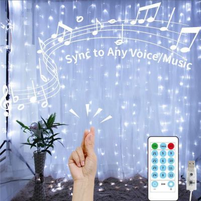 Outdoor Inligence USB Music Voice Control Curtain Light RGB Curtain Lights LED Camping Party Atmosphere Decorative String Lights