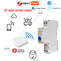 สมาร์ทสโตร์ Tuya Zigbee เบรกเกอร์อัจฉริยะ1P DIN 40A รางแอปรีโมทคอนโทรลสวิตช์ควบคุมด้วยเสียงรีเลย์เวลา AC90-240V สวิตช์ไร้สายระยะไกล Alexa Google Home