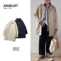 Spot parcel post Perth Mens Artistic Mid-Length Coat Couple Casual Solid Color Trench Coat 2023 Spring Student Loose Jacket