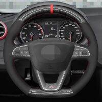 Car Steering Wheel Cover DIY Black Carbon Fiber Suede For Seat Leon Cupra Leon ST Cupra Leon ST Cupra Ateca Cupra Ateca FR