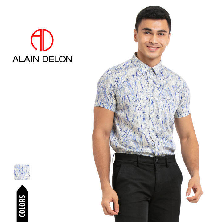 Alain Delon Short Sleeve Slim Fit Printed Shirt - 14420040 | Lazada