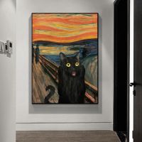 2023™ Modern Black Cat Portrait Funny Canvas Paintings Posters and Prints Wall Art Pictures for Living Room Home Decoration Cuadros