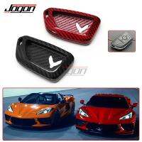 Jogon Black &amp; Red Carbon Fiber Car Key Case Fob Holder Cover Trim Keyless For Chevy Chevrolet Corvette C8 Coupe Z51 2020 2021