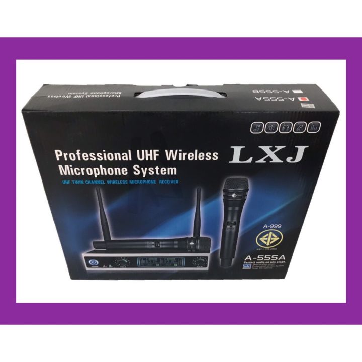 lxj-ไมค์โครโฟน-ไมโครโฟนไร้สาย-ไมค์ลอยคู่-uhf-wireless-microphone-ชุดไมค์ลอยคู่-lxj-a-555-digital-wirelss-vocal-ฟรีกระเป๋าอลูมิเนียม-lxj-a-555a
